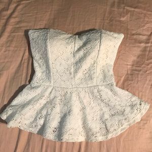 Strapless white laced crop top